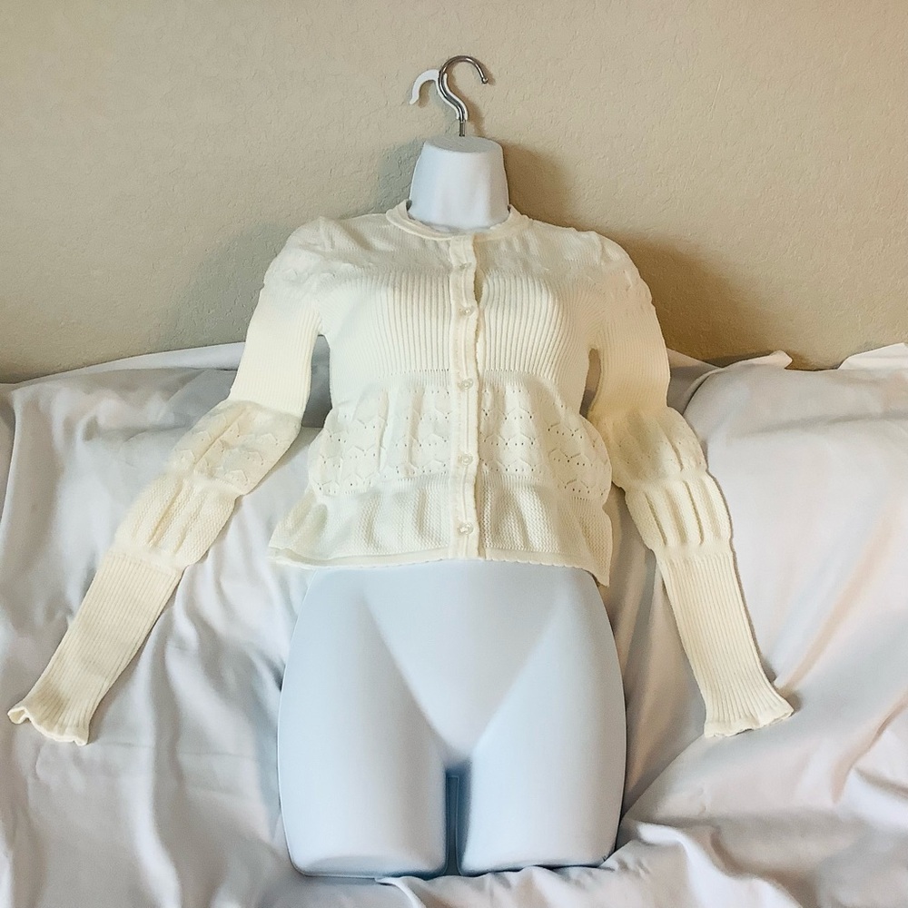 Mixed Knit Cream Cardigan Sweater